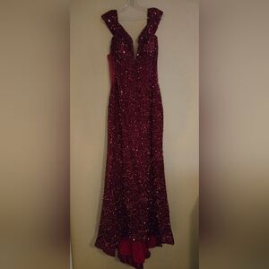Elegant Red Sequin Prom Dress
